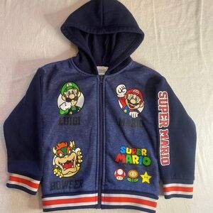 Nintendo Navy Blue Super Mario & Luigi Zip Hoodie with Character Patches